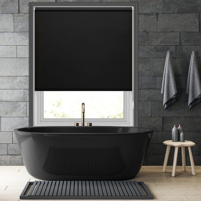 black bathroom blinds
