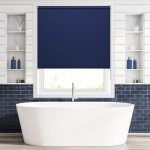 navy blue bathroom blinds